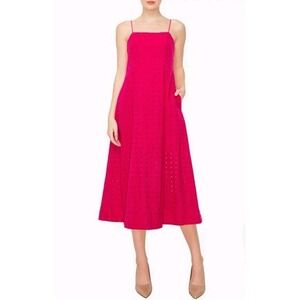 Melloday‎ Pink Eyelet Midi Dress